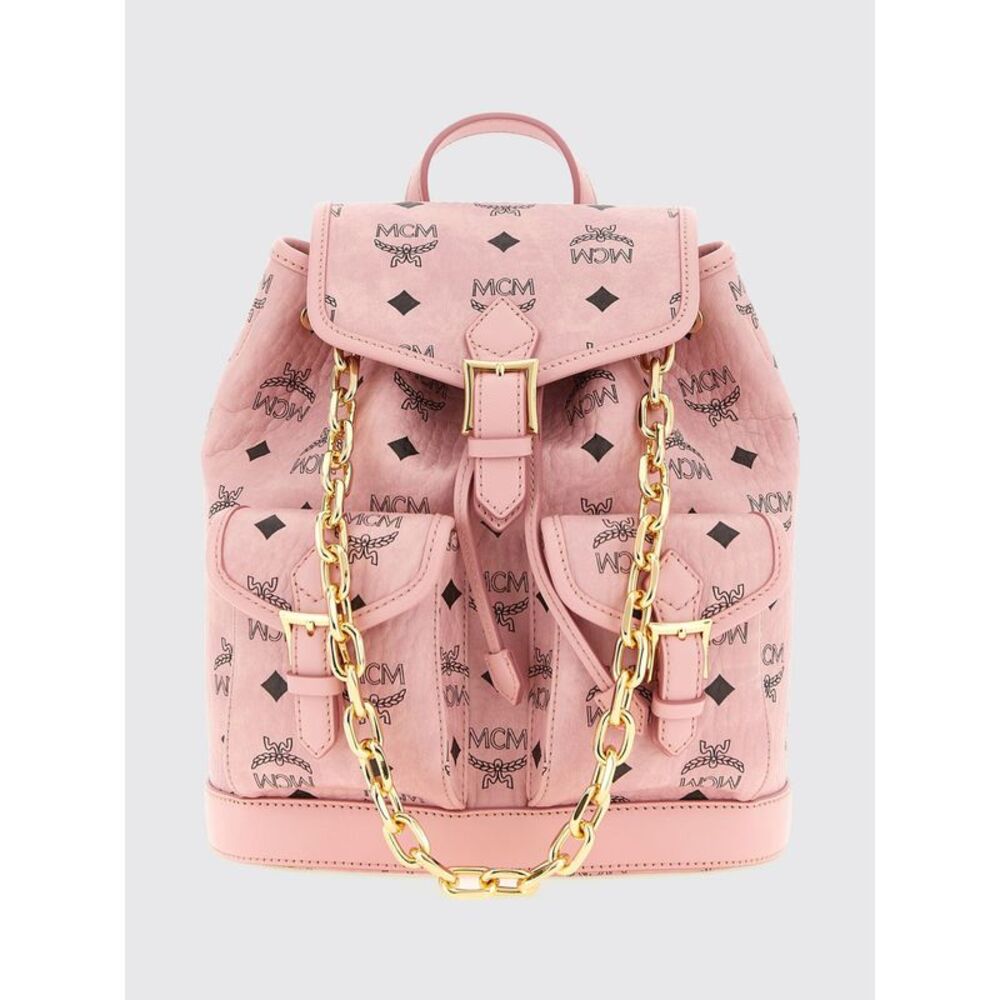 Mcm Women Backpack Mcm In Logo-Print Coated Cotton With Flap And Drawstring